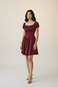 Amara Wine Satin Mini Dress