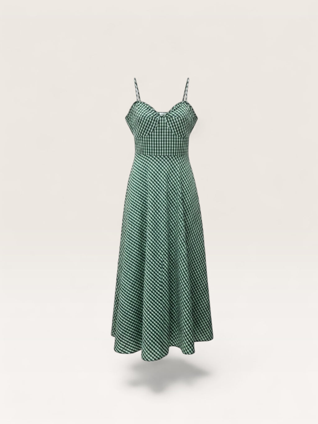 Close-up of Green Gingham cotton fabric