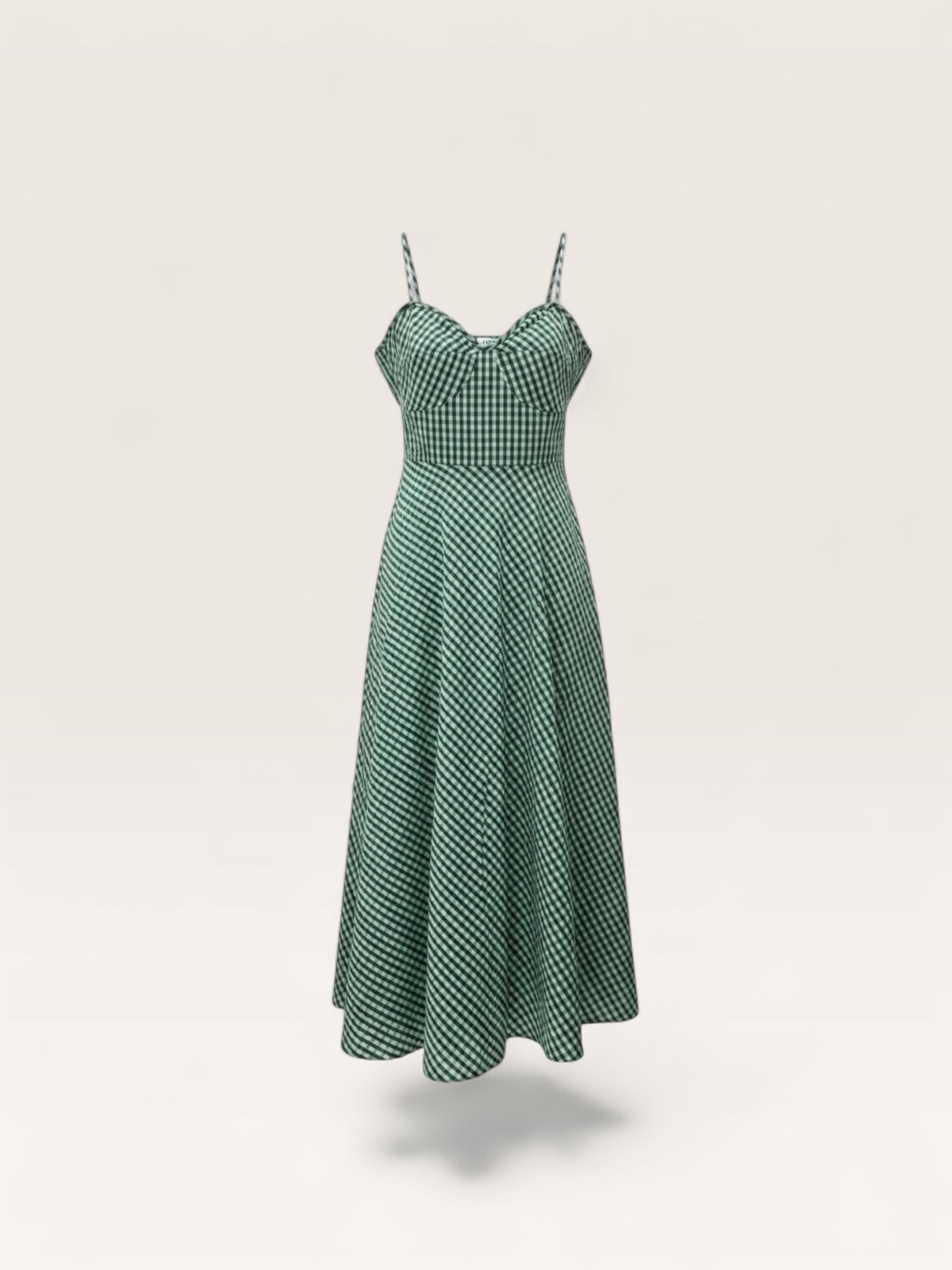 Close-up of Green Gingham cotton fabric