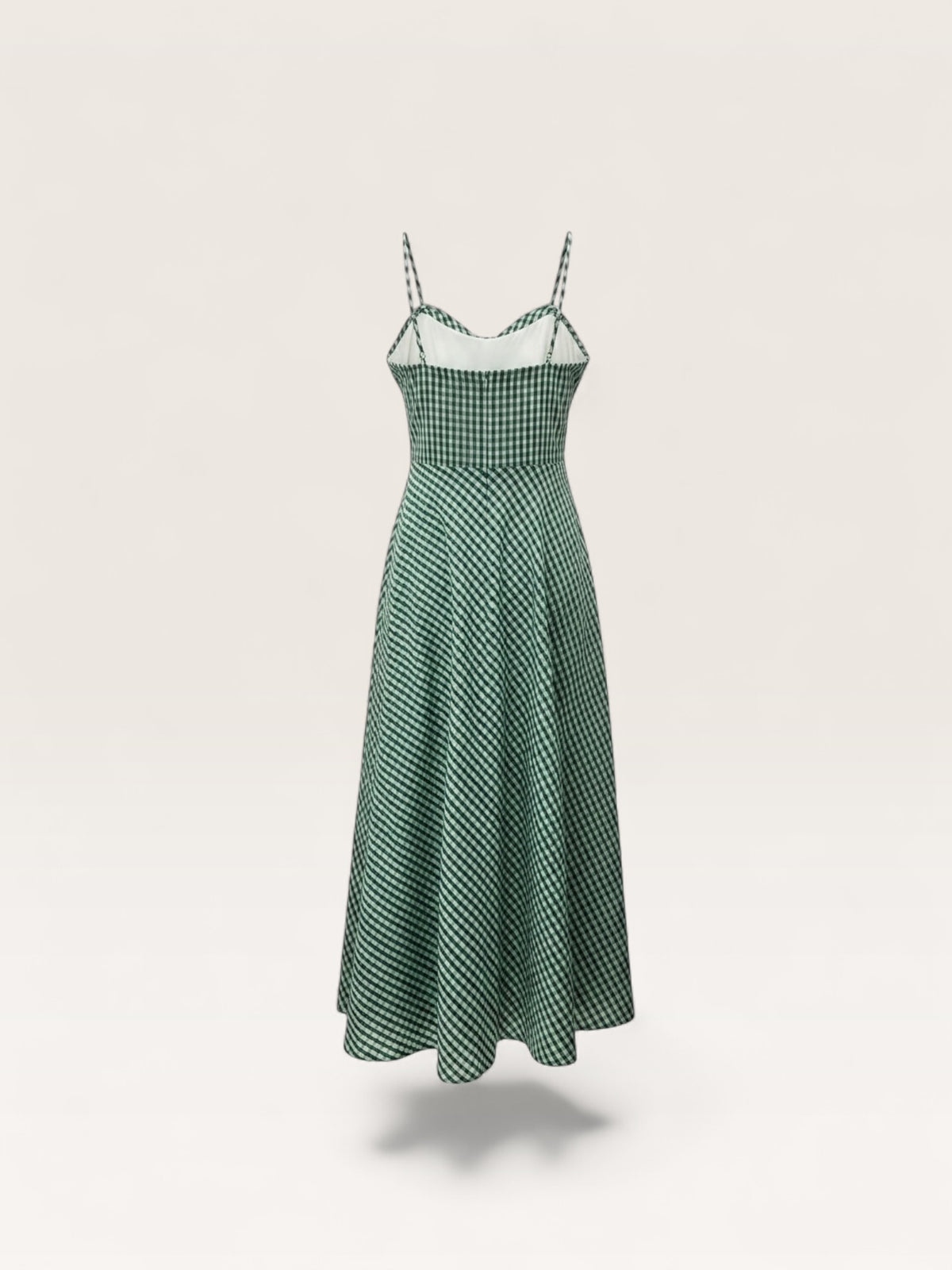 Back view of Green Gingham Midi Dress